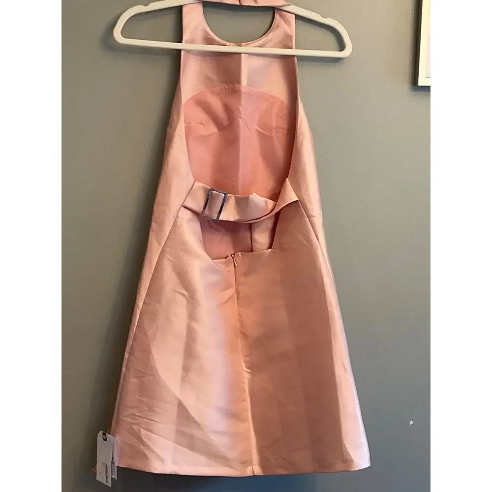 TOPSHOP PINK HALTER NECK WITH BACK BELTED DETAIL MINI DRESS SZ 4 MSRP $95 - Picture 4 of 8